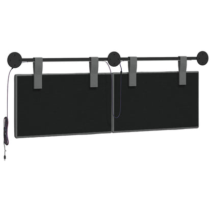Hangend hoofdbord Met LED-verlichting Donkergrijs Stof