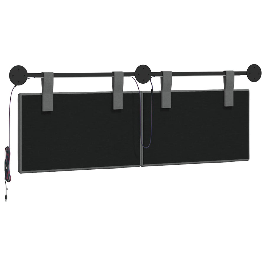 Hangend hoofdbord Met LED-verlichting Donkergrijs Stof