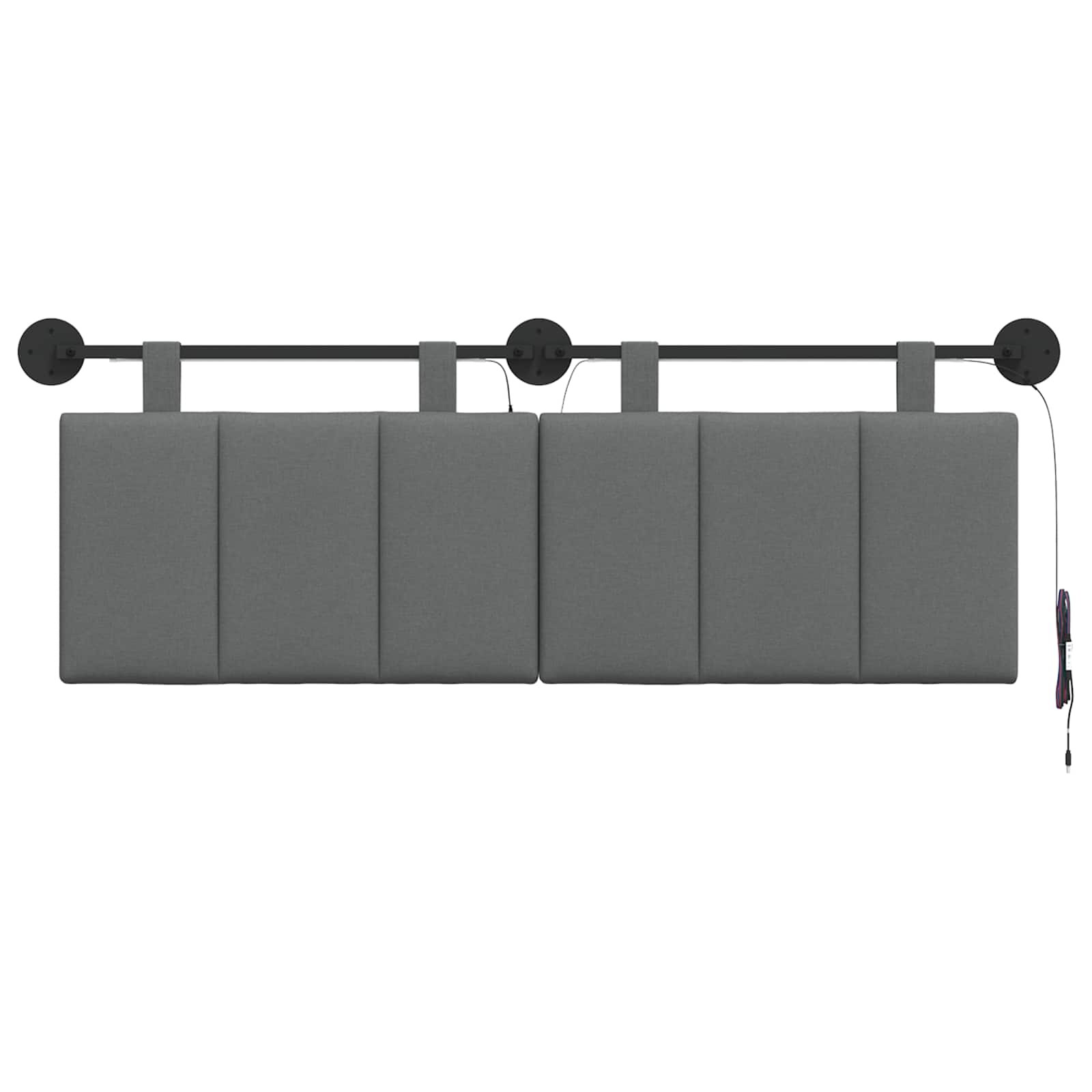 Hangend hoofdbord Met LED-verlichting Donkergrijs Stof