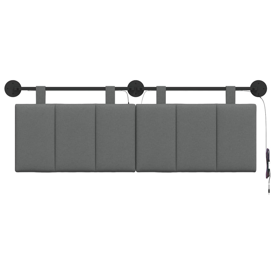 Hangend hoofdbord Met LED-verlichting Donkergrijs Stof