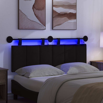 Hangend hoofdbord Met LED-verlichting Zwart Stof