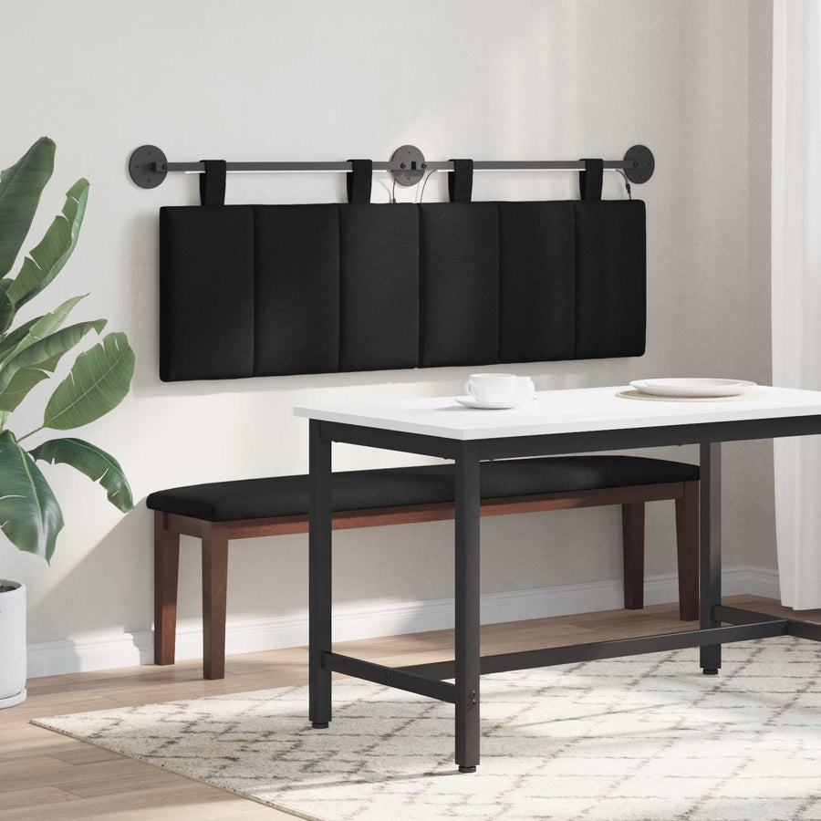 Hangend hoofdbord Met LED-verlichting Zwart Stof