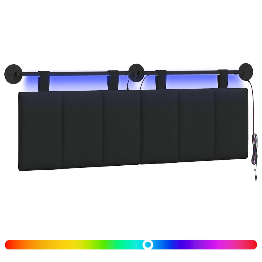 Hangend hoofdbord Met LED-verlichting Zwart Stof