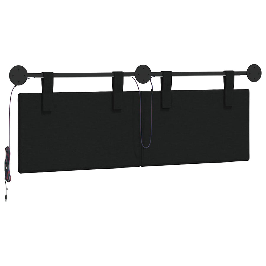 Hangend hoofdbord Met LED-verlichting Zwart Stof