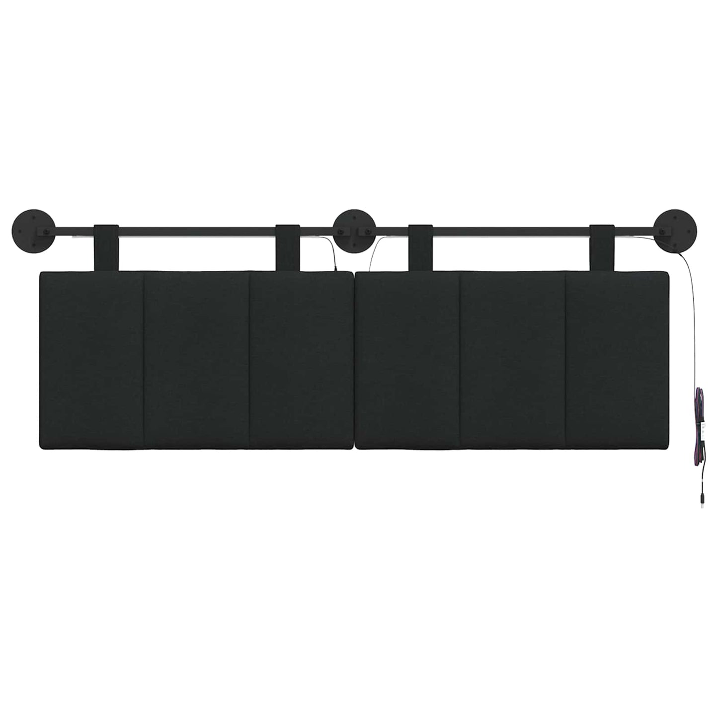 Hangend hoofdbord Met LED-verlichting Zwart Stof
