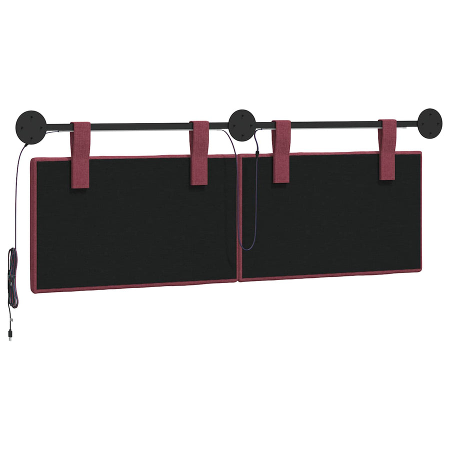 Hangend hoofdbord Met LED-verlichting Wijnrood Stof
