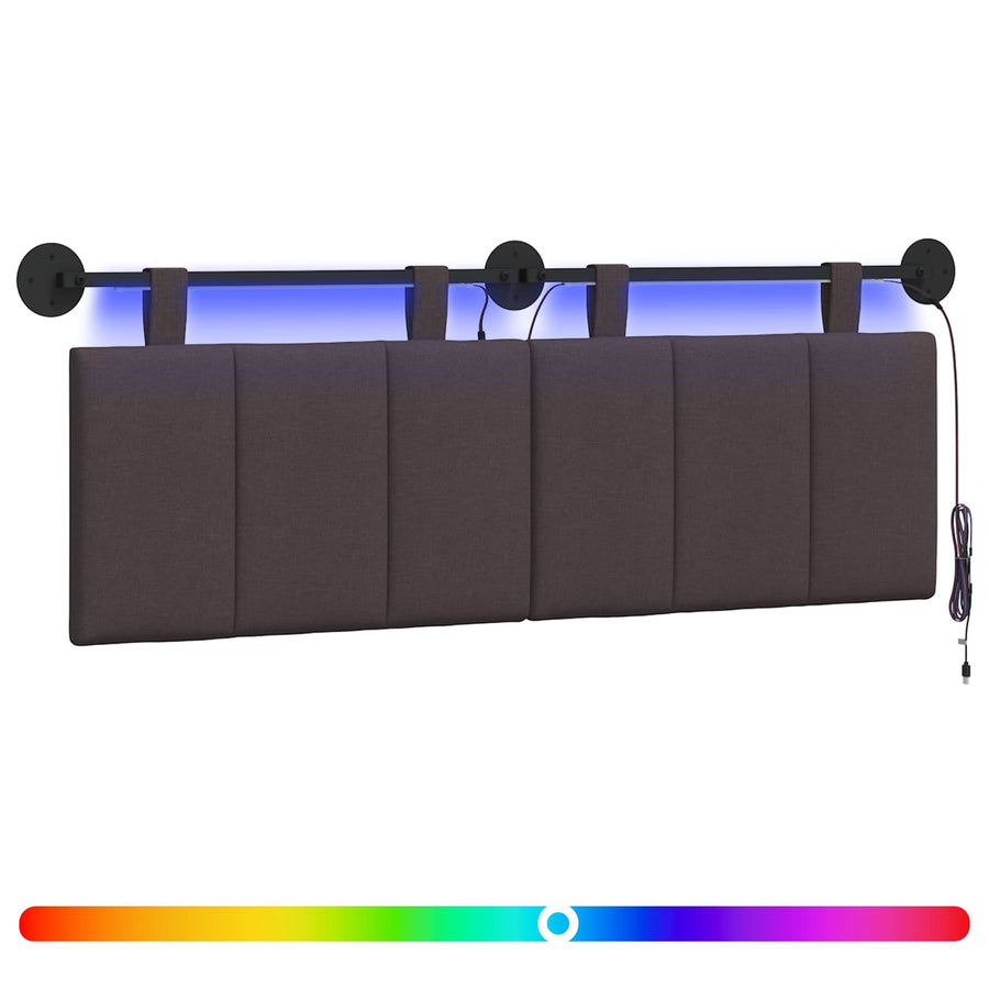 Hangend hoofdbord Met LED-verlichting Donkerbruin Stof