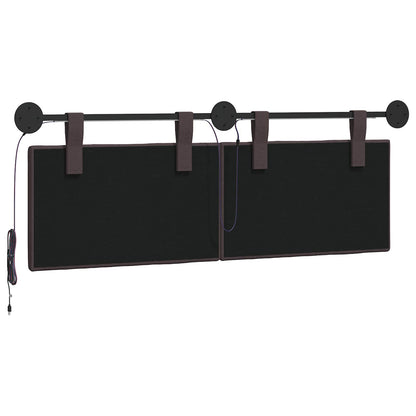 Hangend hoofdbord Met LED-verlichting Donkerbruin Stof