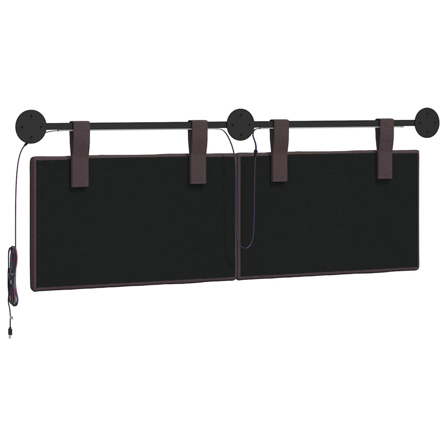 Hangend hoofdbord Met LED-verlichting Donkerbruin Stof
