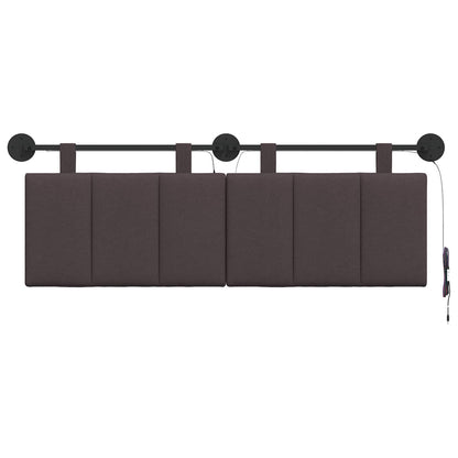 Hangend hoofdbord Met LED-verlichting Donkerbruin Stof