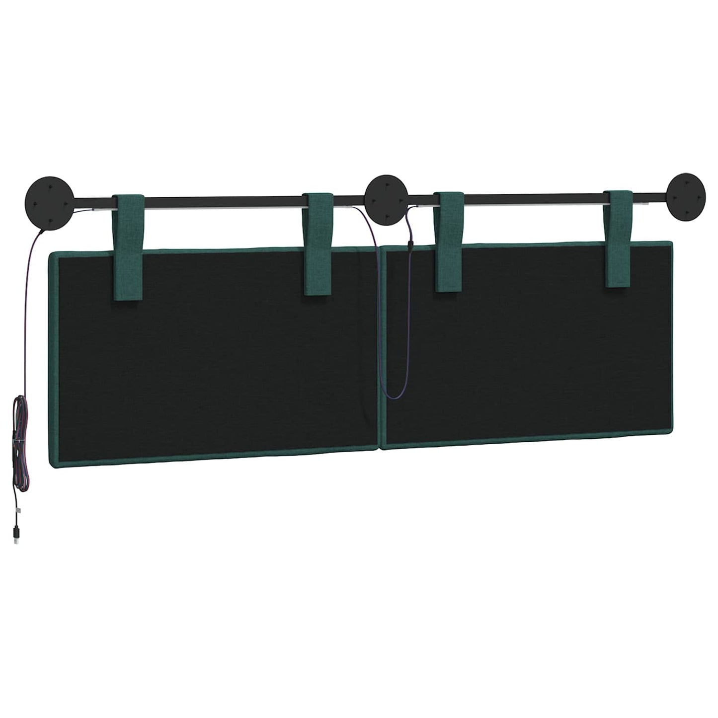 Hangend hoofdbord Met LED-verlichting Donkergroen Stof