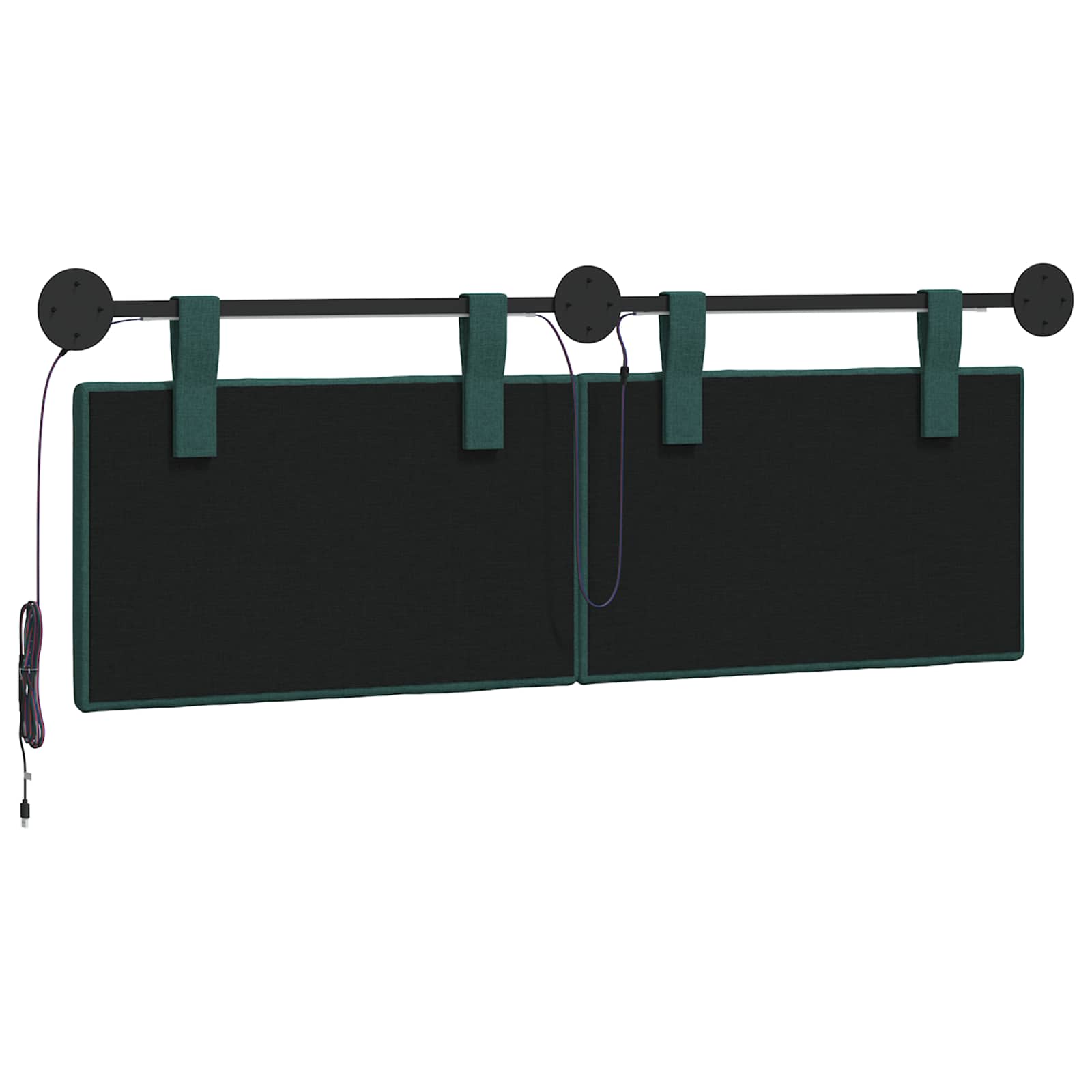 Hangend hoofdbord Met LED-verlichting Donkergroen Stof