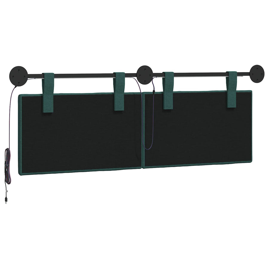 Hangend hoofdbord Met LED-verlichting Donkergroen Stof