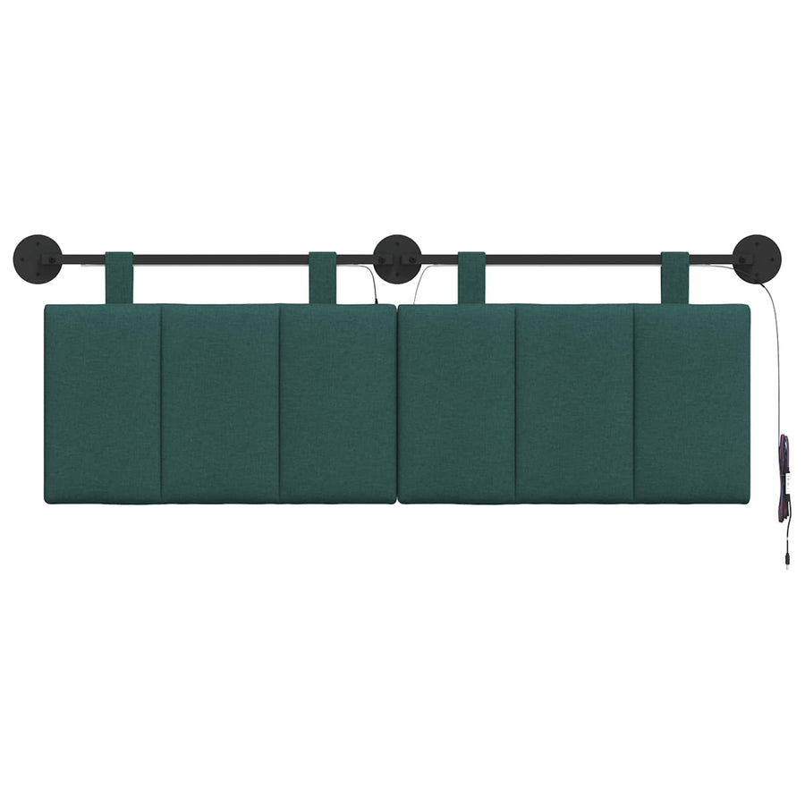 Hangend hoofdbord Met LED-verlichting Donkergroen Stof