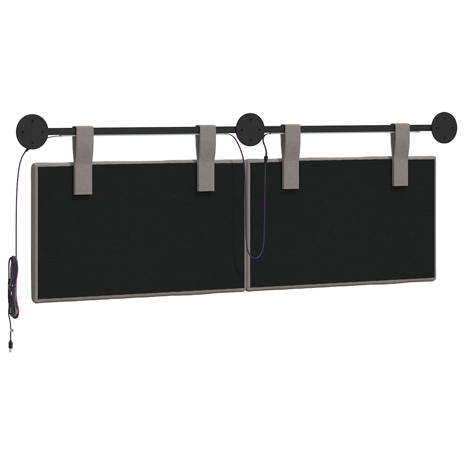 Hangend hoofdbord Met LED-verlichting Taupe Stof