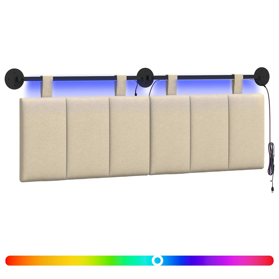 Hangend hoofdbord Met LED-verlichting Crèmekleurig Stof