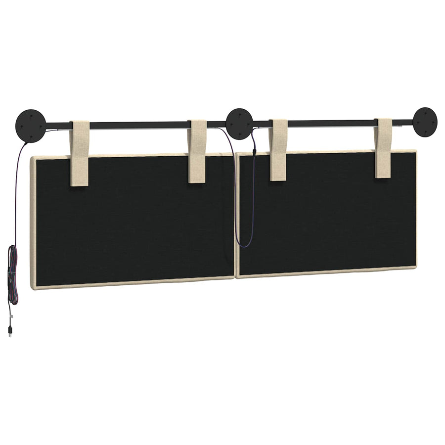 Hangend hoofdbord Met LED-verlichting Crèmekleurig Stof