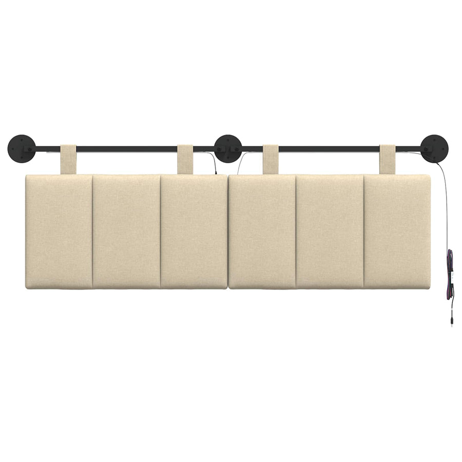 Hangend hoofdbord Met LED-verlichting Crèmekleurig Stof
