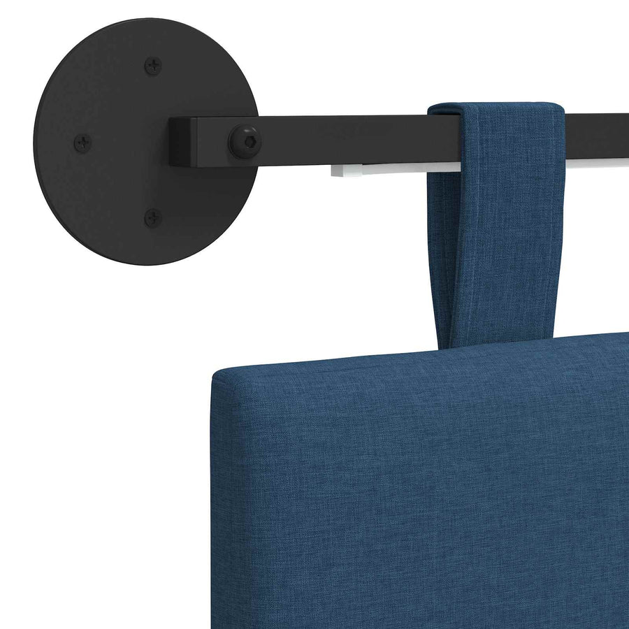 Hangend hoofdbord Met LED-verlichting Blauw Stof