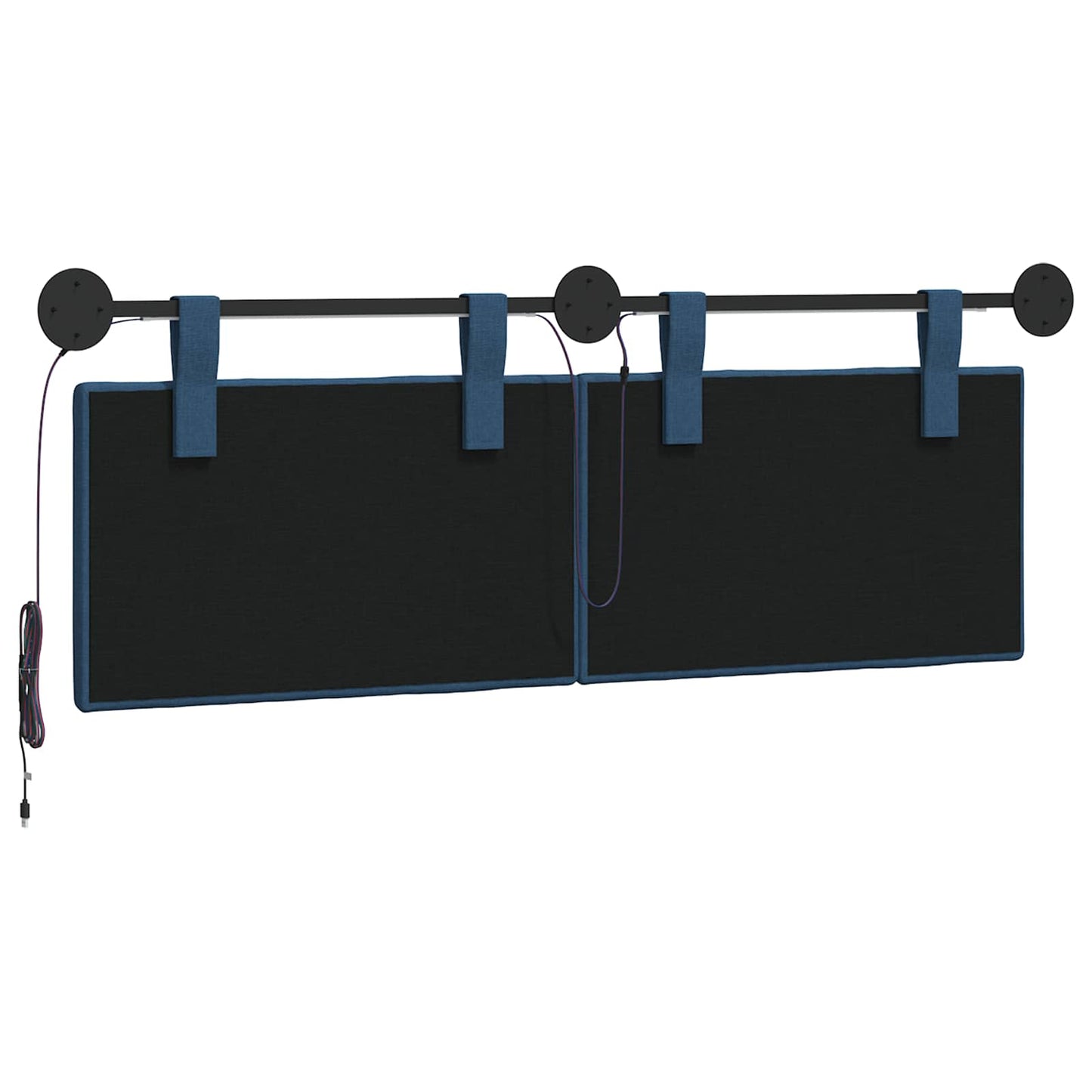 Hangend hoofdbord Met LED-verlichting Blauw Stof