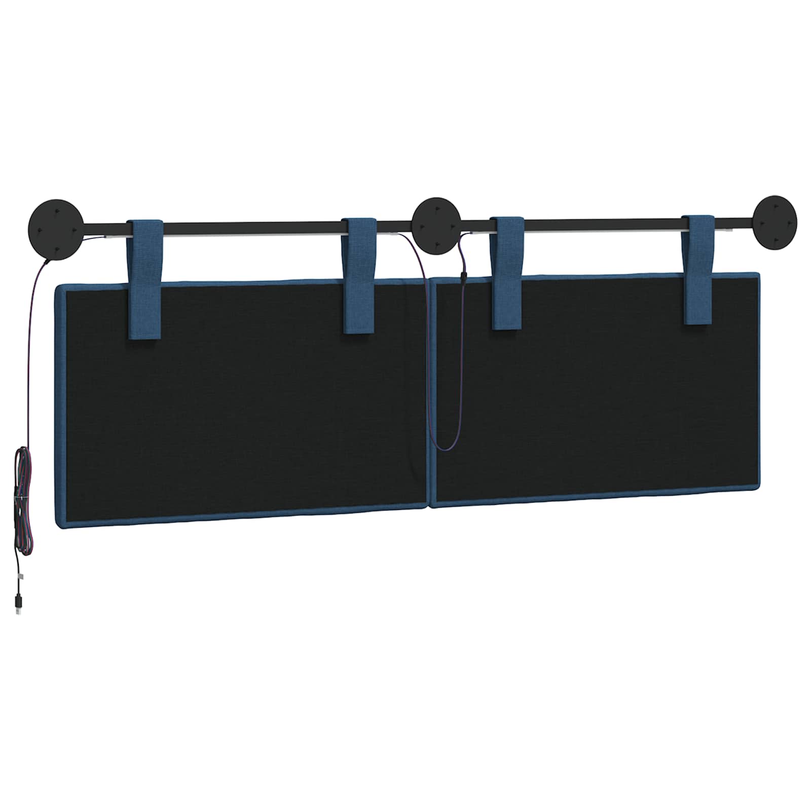 Hangend hoofdbord Met LED-verlichting Blauw Stof