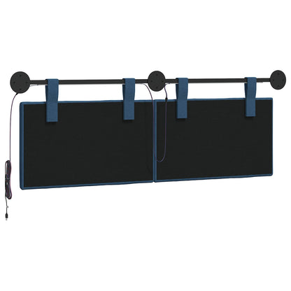 Hangend hoofdbord Met LED-verlichting Blauw Stof