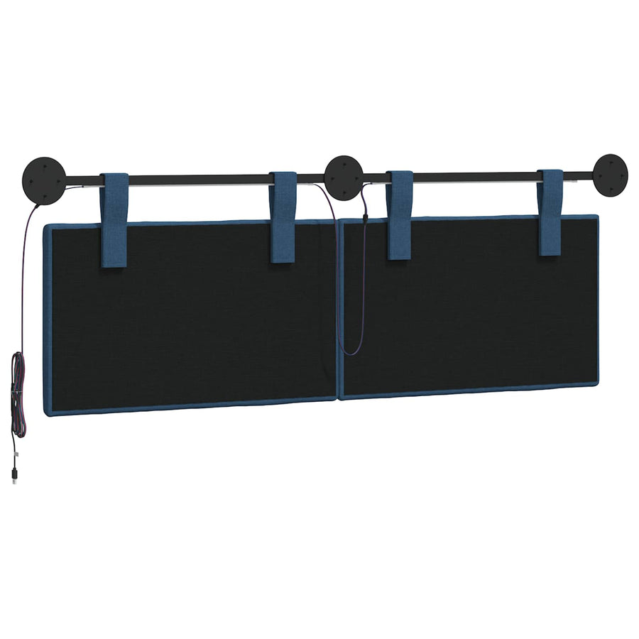 Hangend hoofdbord Met LED-verlichting Blauw Stof