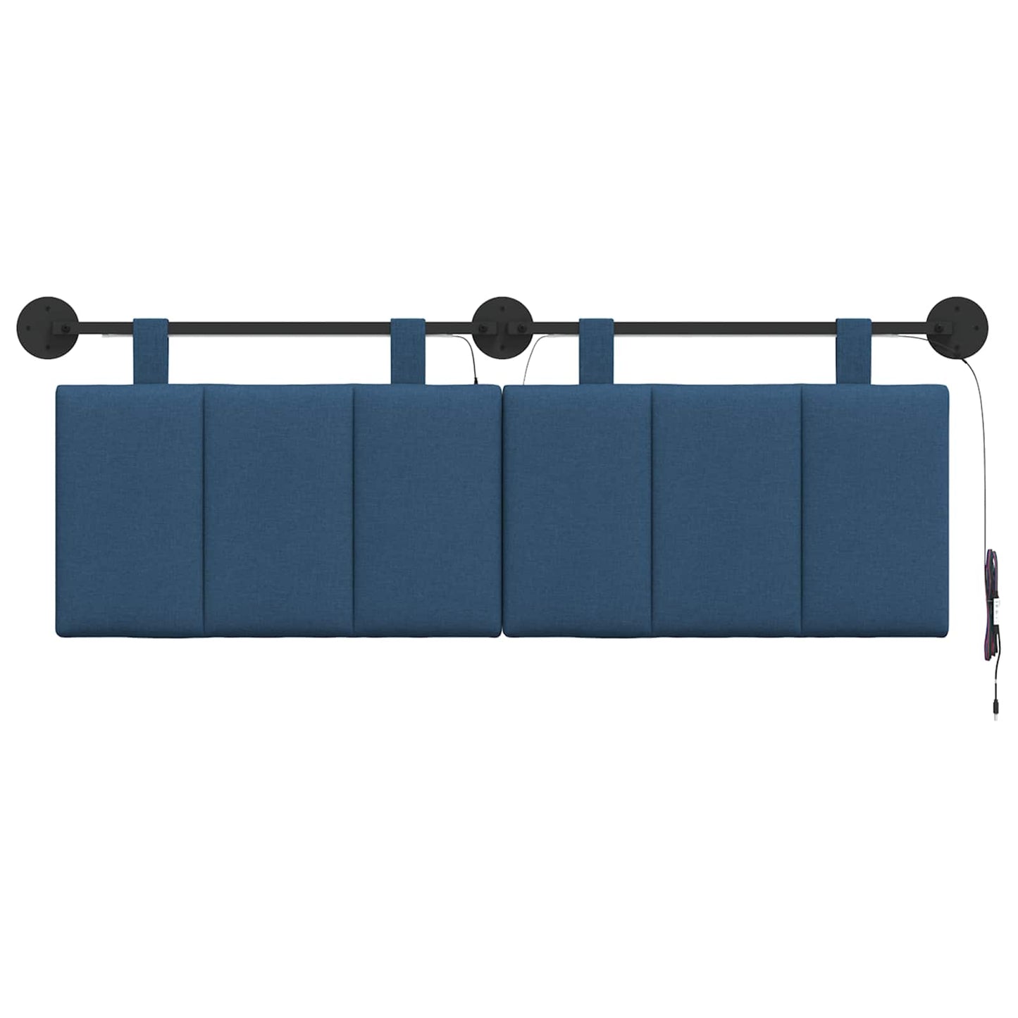 Hangend hoofdbord Met LED-verlichting Blauw Stof