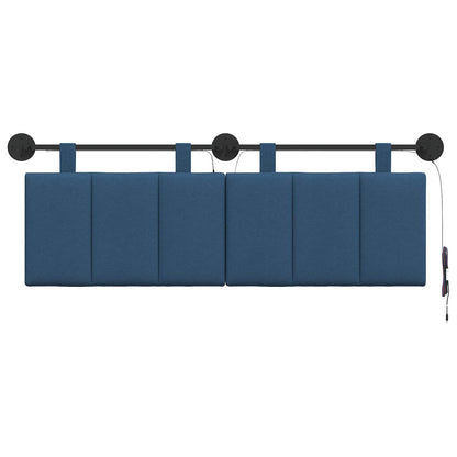 Hangend hoofdbord Met LED-verlichting Blauw Stof