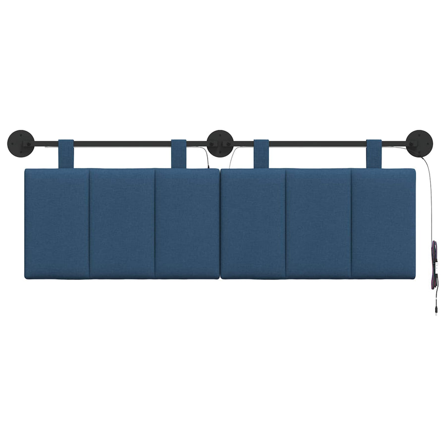 Hangend hoofdbord Met LED-verlichting Blauw Stof