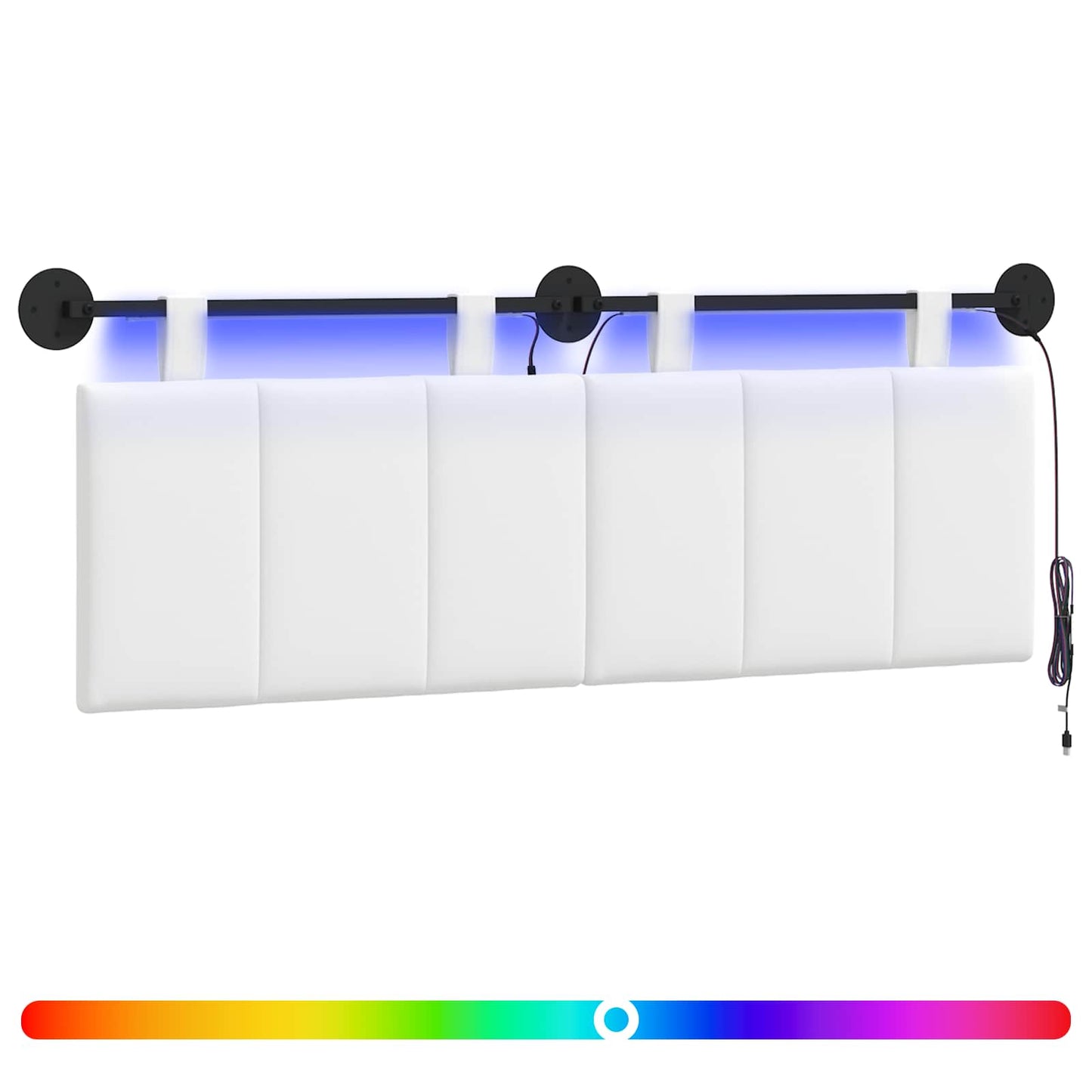 Hangend hoofdbord Met LED-verlichting Wit Stof