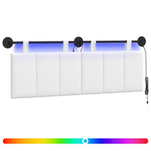 Hangend hoofdbord Met LED-verlichting Wit Stof