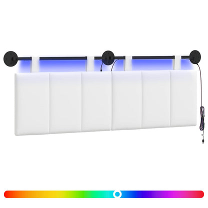 Hangend hoofdbord Met LED-verlichting Wit Stof