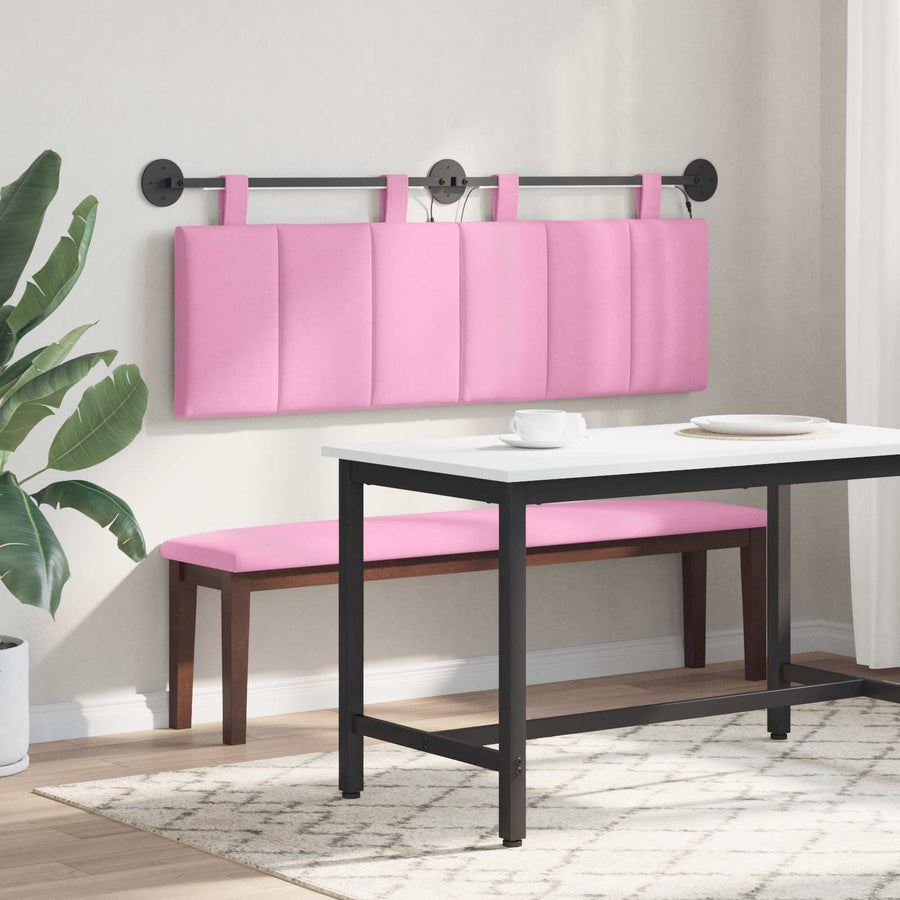 Hangend hoofdbord Met LED-verlichting Roze Stof