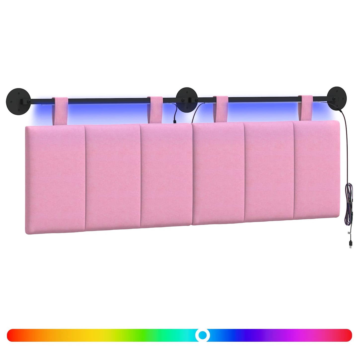 Hangend hoofdbord Met LED-verlichting Roze Stof