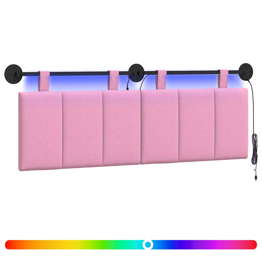 Hangend hoofdbord Met LED-verlichting Roze Stof