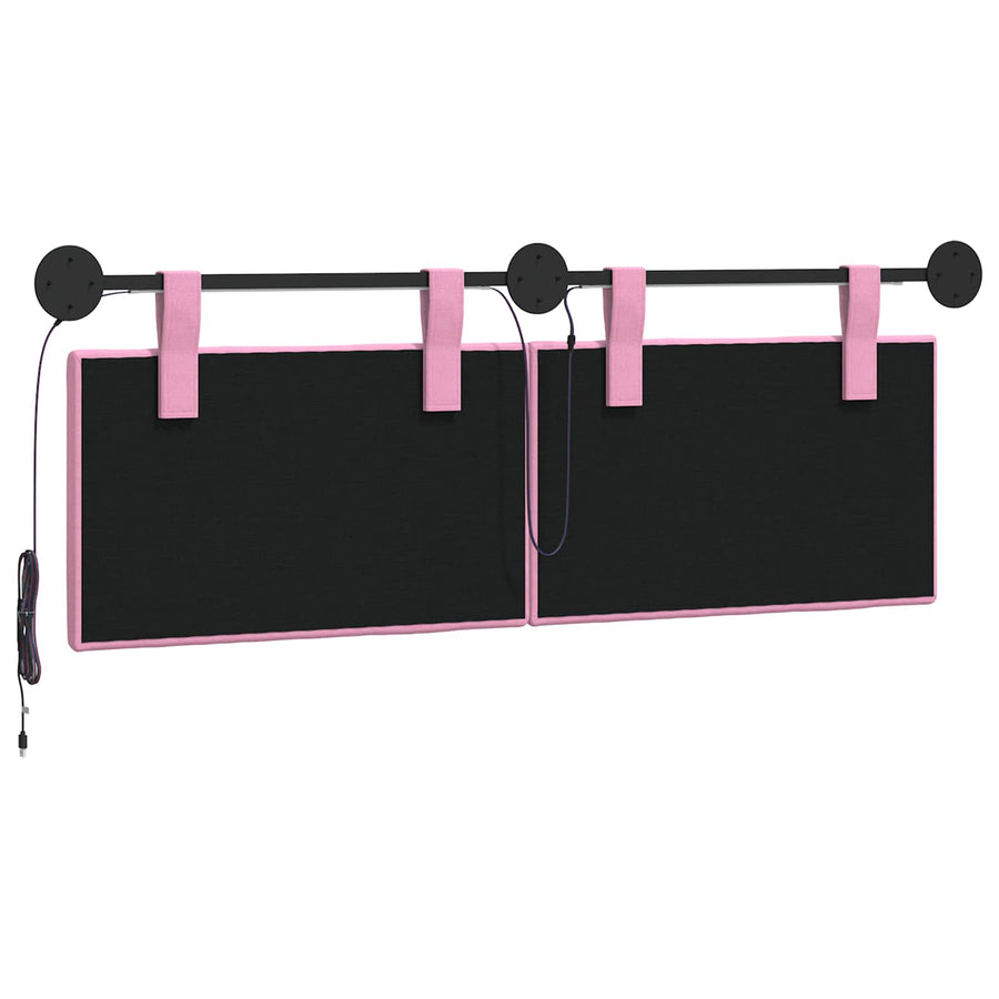 Hangend hoofdbord Met LED-verlichting Roze Stof