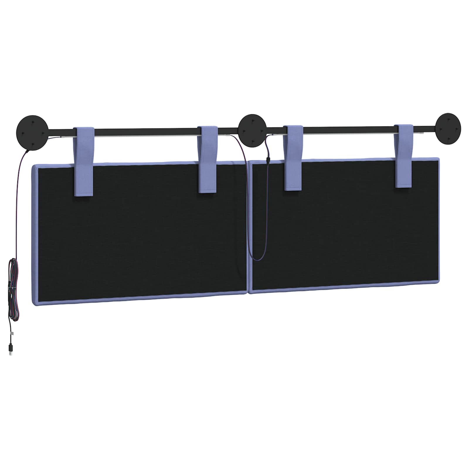 Hangend hoofdbord Met LED-verlichting Jeans Blauw Stof
