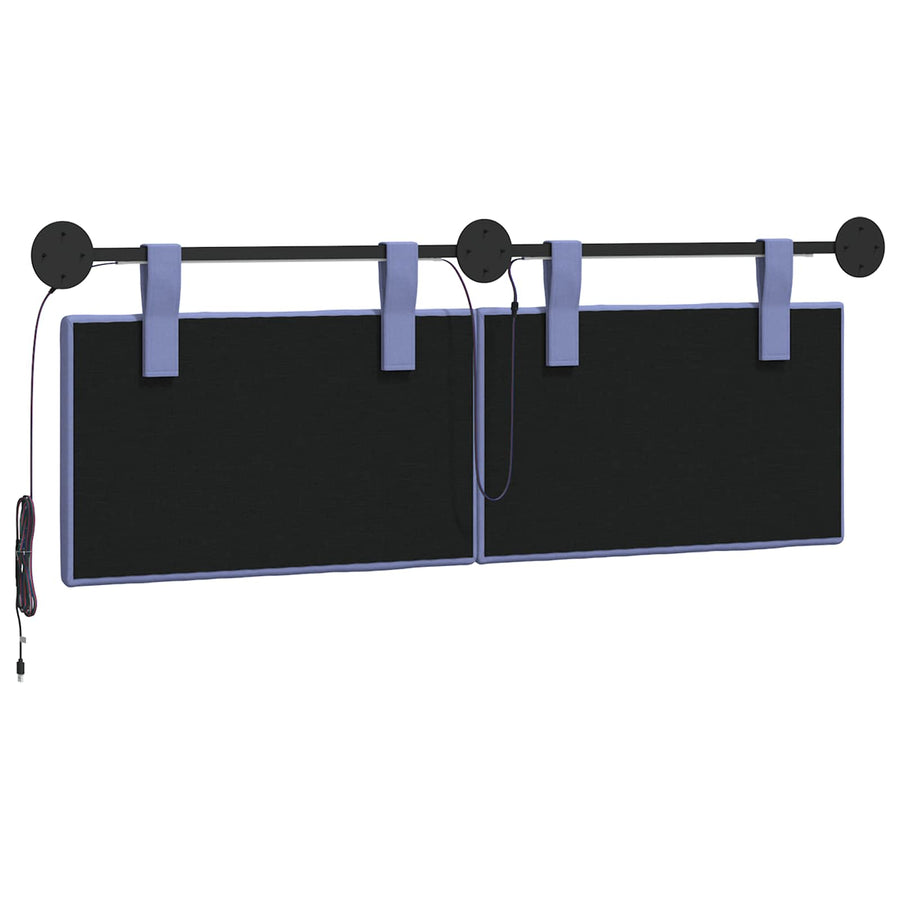 Hangend hoofdbord Met LED-verlichting Jeans Blauw Stof