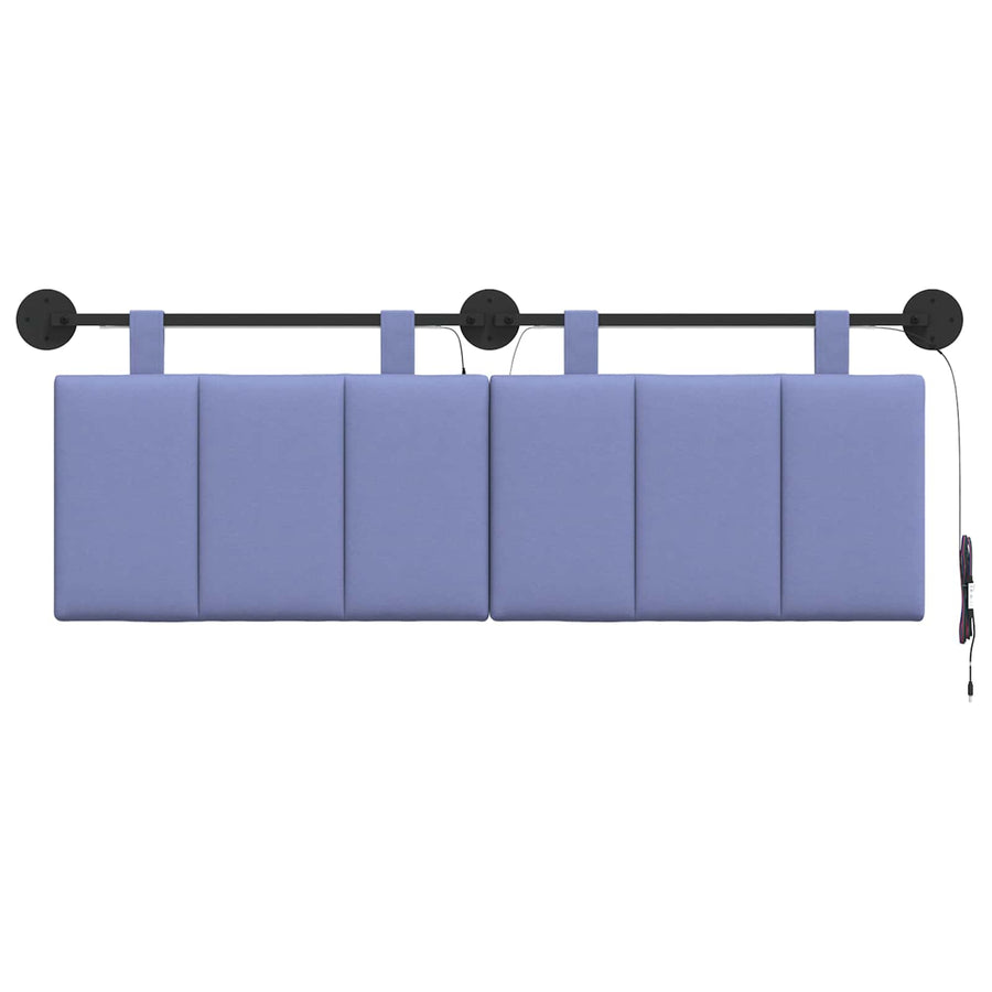 Hangend hoofdbord Met LED-verlichting Jeans Blauw Stof