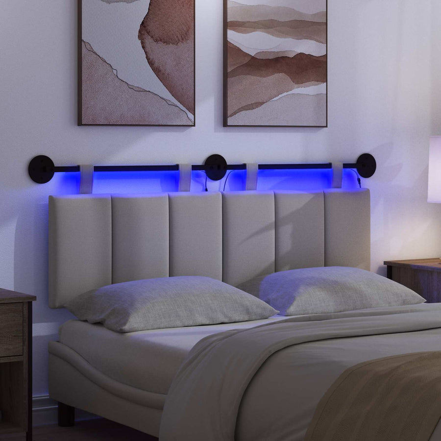 Hangend hoofdbord Met LED-verlichting Wolkengrijs Stof