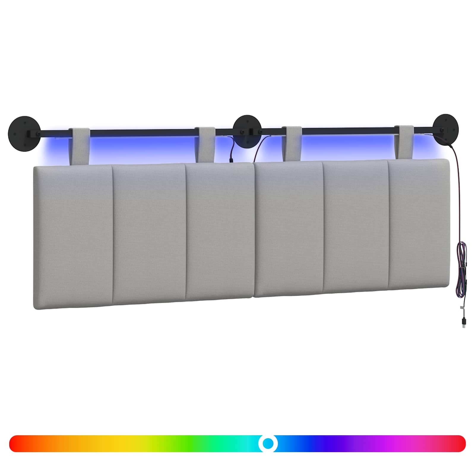 Hangend hoofdbord Met LED-verlichting Wolkengrijs Stof