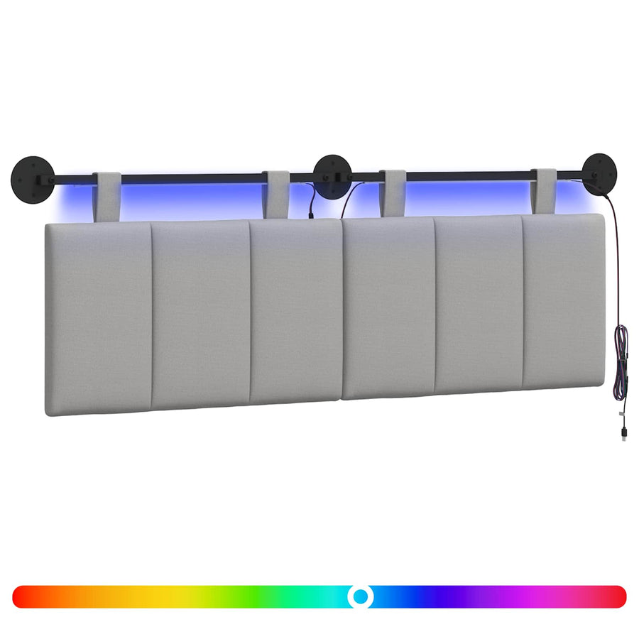 Hangend hoofdbord Met LED-verlichting Wolkengrijs Stof