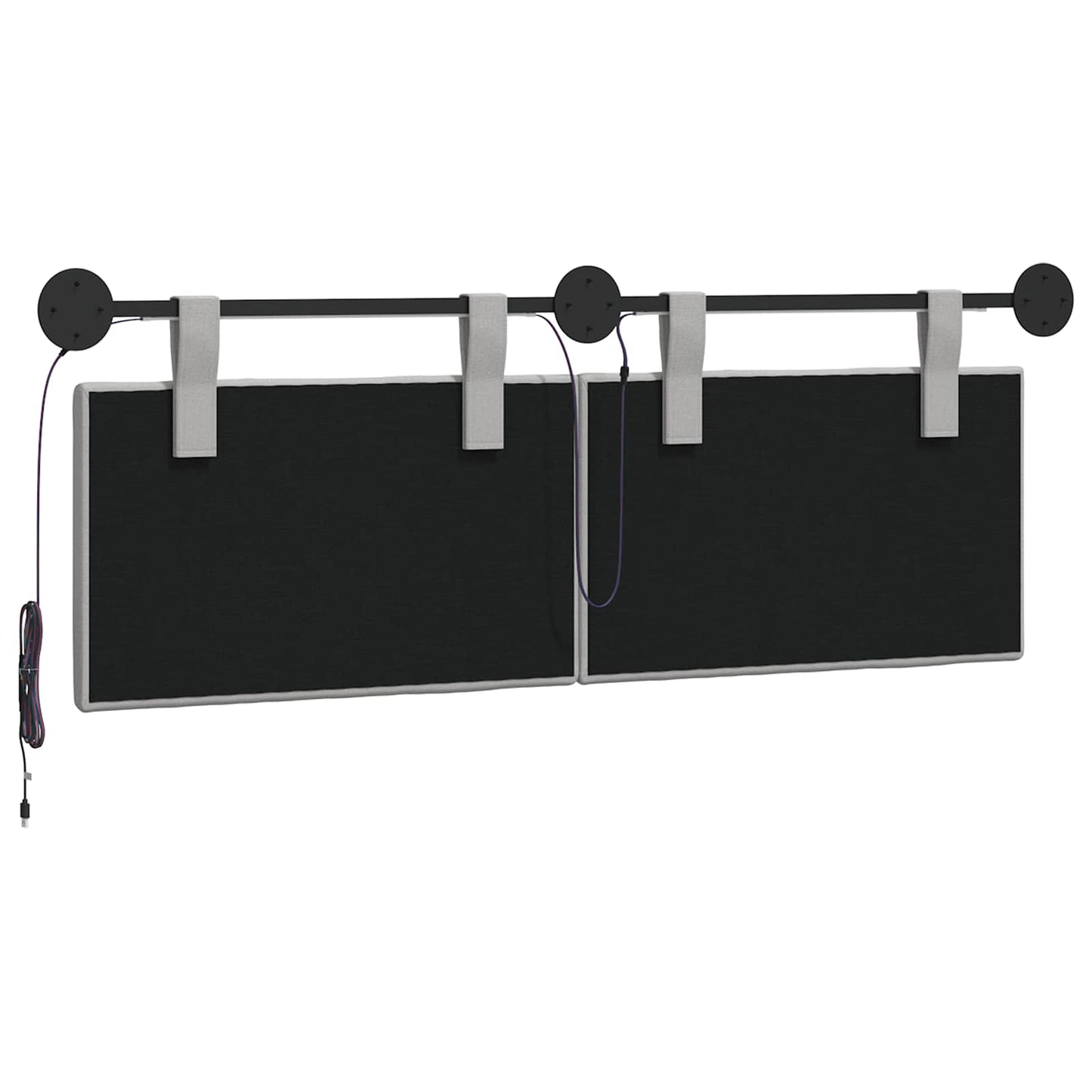 Hangend hoofdbord Met LED-verlichting Wolkengrijs Stof