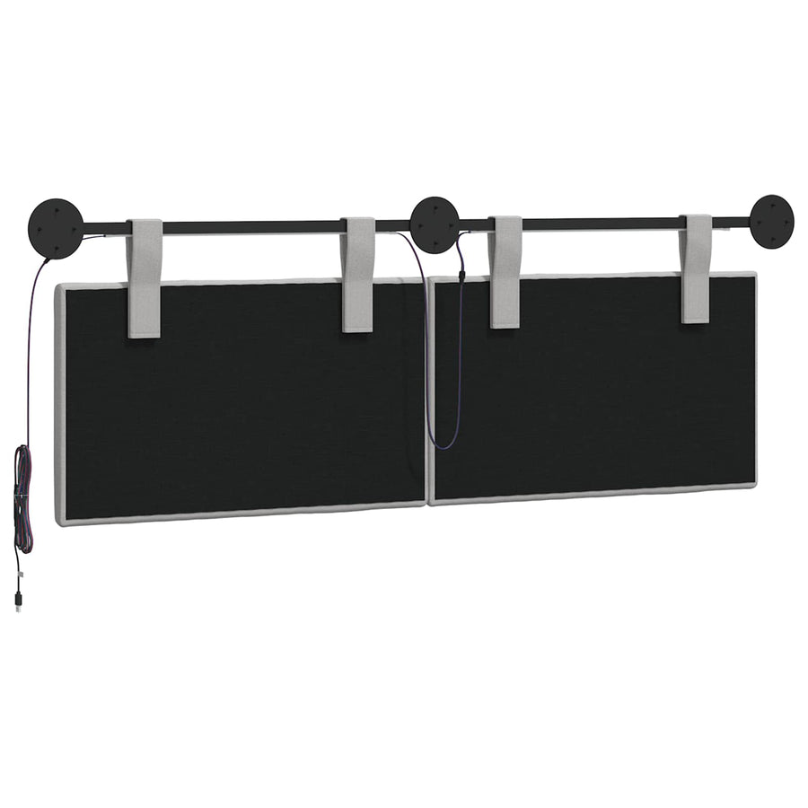 Hangend hoofdbord Met LED-verlichting Wolkengrijs Stof
