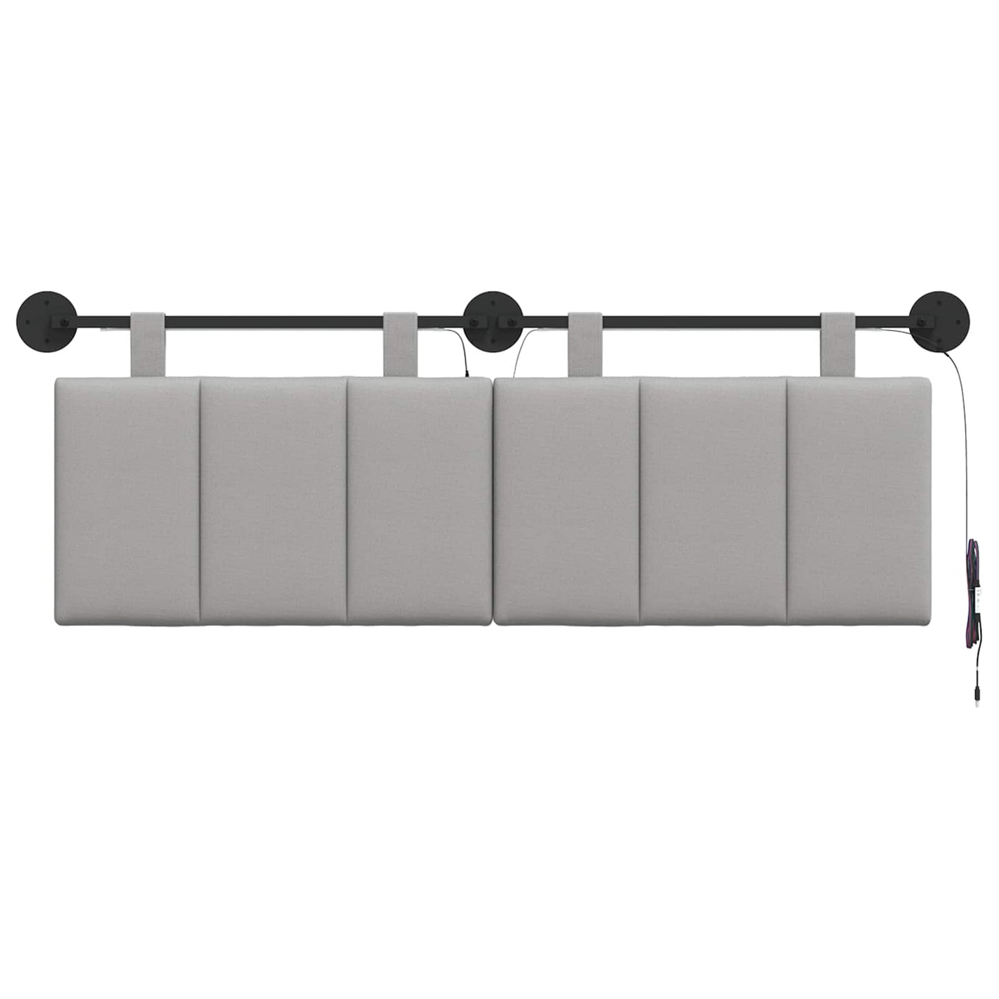Hangend hoofdbord Met LED-verlichting Wolkengrijs Stof