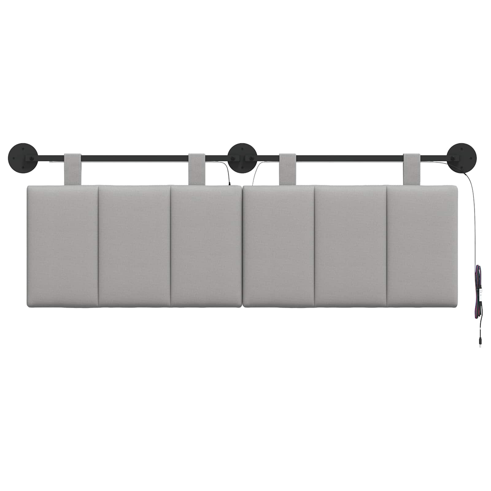 Hangend hoofdbord Met LED-verlichting Wolkengrijs Stof