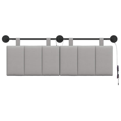 Hangend hoofdbord Met LED-verlichting Wolkengrijs Stof