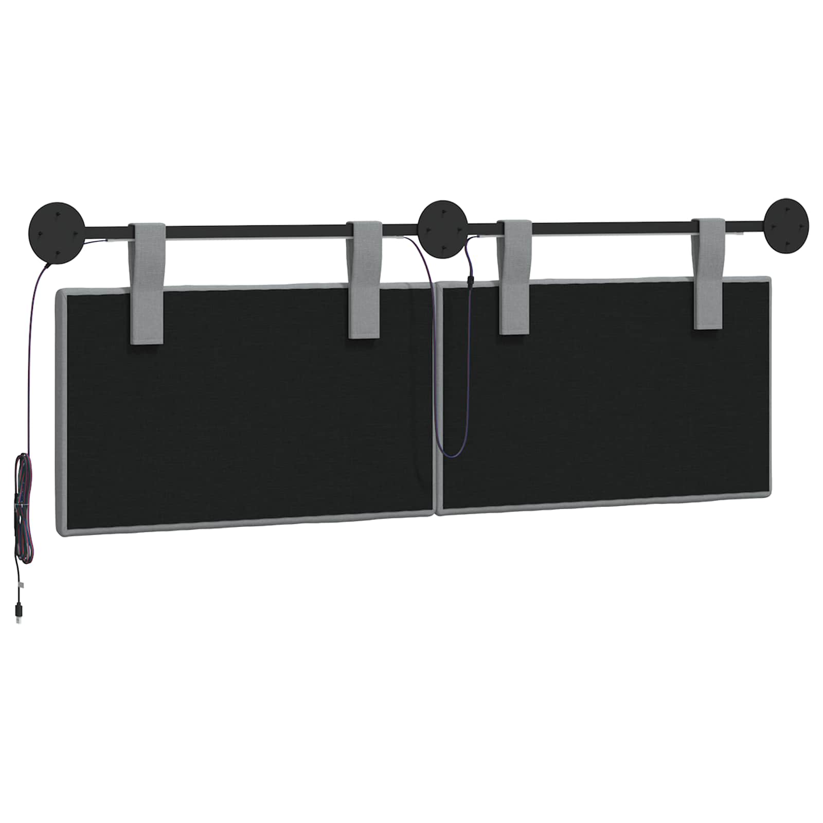 Hangend hoofdbord Met LED-verlichting Lichtgrijs Stof