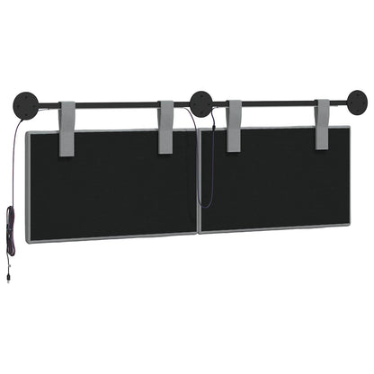 Hangend hoofdbord Met LED-verlichting Lichtgrijs Stof